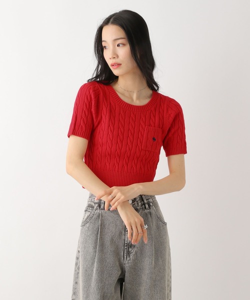 Heather（ヘザー）の「【POLO BCS(ポロ・ビーシーエス)】ポケットニット（半袖）　319995（ニット/セーター・レディース・グリーン/レッド/グレー/アイボリー・FREE）」の21枚目の写真