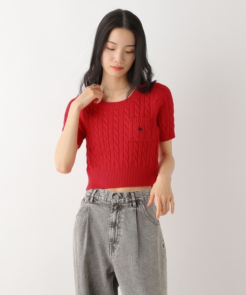 Heather（ヘザー）の「【POLO BCS(ポロ・ビーシーエス)】ポケットニット（半袖）　319995（ニット/セーター・レディース・グリーン/レッド/グレー/アイボリー・FREE）」の22枚目の写真