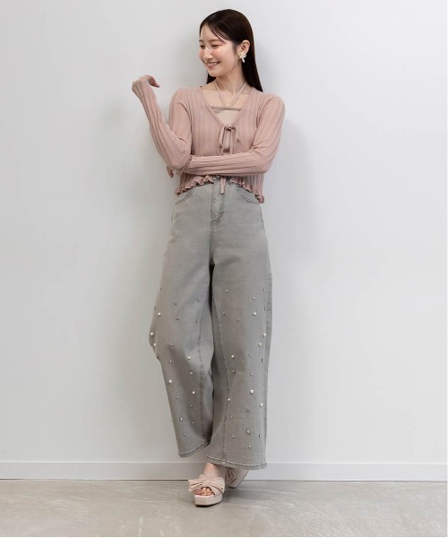 プリーツリボンデザインヒールサンダル（サンダル）｜RANDA（ランダ