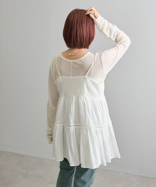 mline（エムライン）の「[mline]コットンレースキャミワンピース（ワンピース・レディース・ブラック/オフホワイト・FREE）」の10枚目の写真