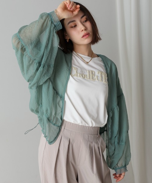 Bou Jeloud(ブージュルード)の「シアーギャザーブルゾン(ブルゾン・レディース・ブラック/ブラウン/グリーン・38)」の3枚目の写真