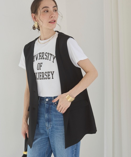 ANGIE（アンジー）の「ノーカラー ベスト / ジレ（ベスト・レディース・ブラウン/ベージュ/ブラック・FREE）」の21枚目の写真