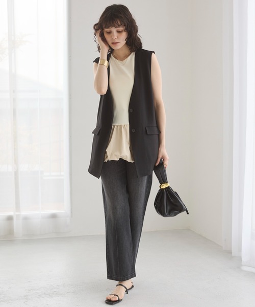 ANGIE（アンジー）の「ノーカラー ベスト / ジレ（ベスト・レディース・ブラウン/ベージュ/ブラック・FREE）」の10枚目の写真