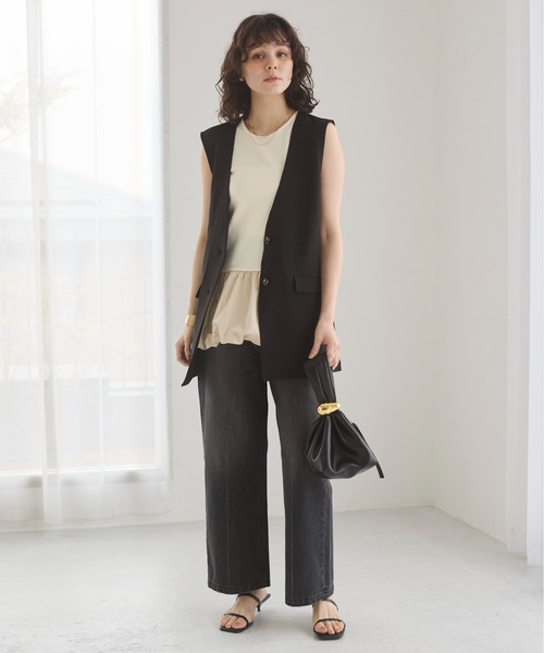 ANGIE（アンジー）の「ノーカラー ベスト / ジレ（ベスト・レディース・ブラウン/ベージュ/ブラック・FREE）」の11枚目の写真