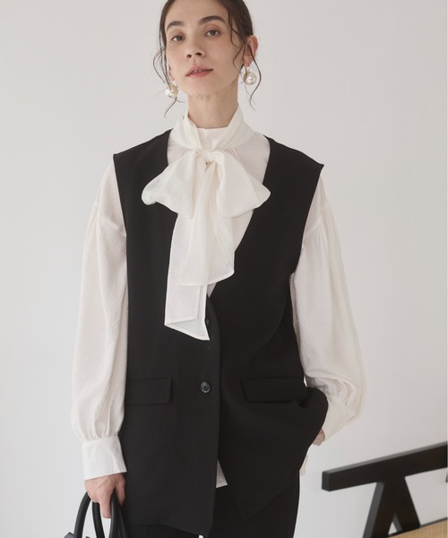 ANGIE（アンジー）の「ノーカラー ベスト / ジレ（ベスト・レディース・ブラウン/ベージュ/ブラック・FREE）」の13枚目の写真