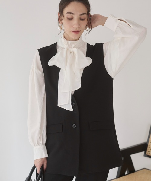 ANGIE（アンジー）の「ノーカラー ベスト / ジレ（ベスト・レディース・ブラウン/ベージュ/ブラック・FREE）」の14枚目の写真