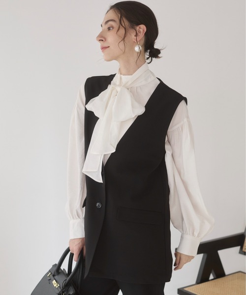 ANGIE（アンジー）の「ノーカラー ベスト / ジレ（ベスト・レディース・ブラウン/ベージュ/ブラック・FREE）」の15枚目の写真