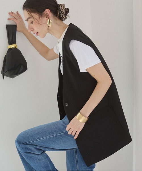 ANGIE（アンジー）の「ノーカラー ベスト / ジレ（ベスト・レディース・ブラウン/ベージュ/ブラック・FREE）」の18枚目の写真