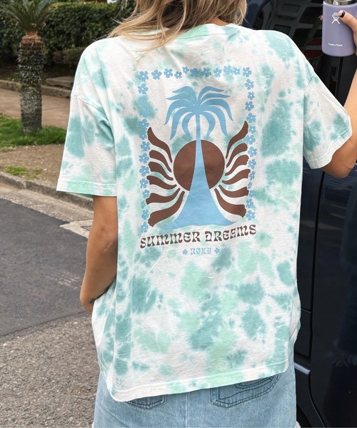 ROXY(ロキシー)の「SUMMER DREAMS /ロキシーバックプリントタイダイ柄半袖Tシャツ(Tシャツ/カットソー・レディース・オレンジ/ミント/ブルー・LARGE/MEDIUM/SMALL)」の3枚目の写真