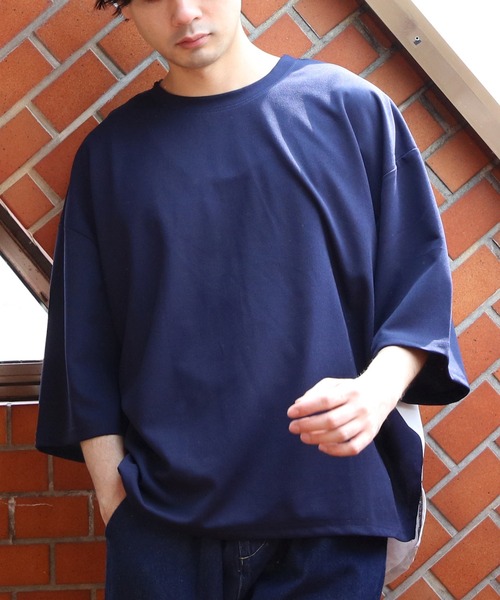 8(eight)(エイト)の「切替ワイドシルエットTシャツ(Tシャツ/カットソー・メンズ・グレー系その他/ブラック/ネイビー/ライトブラウン・LARGE/MEDIUM/X-LARGE)」の4枚目の写真