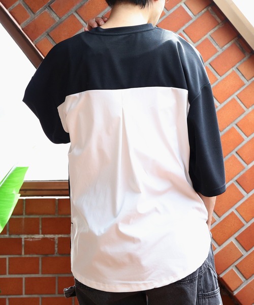 8(eight)(エイト)の「切替ワイドシルエットTシャツ(Tシャツ/カットソー・メンズ・グレー系その他/ブラック/ネイビー/ライトブラウン・LARGE/MEDIUM/X-LARGE)」の5枚目の写真