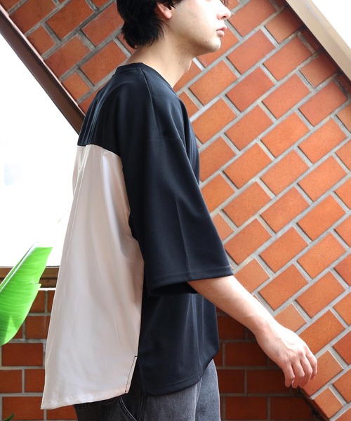 8(eight)(エイト)の「切替ワイドシルエットTシャツ(Tシャツ/カットソー・メンズ・グレー系その他/ブラック/ネイビー/ライトブラウン・LARGE/MEDIUM/X-LARGE)」の6枚目の写真