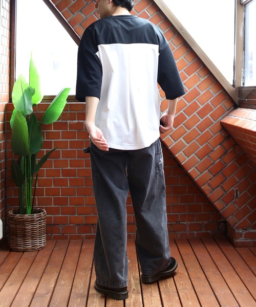 8(eight)(エイト)の「切替ワイドシルエットTシャツ(Tシャツ/カットソー・メンズ・グレー系その他/ブラック/ネイビー/ライトブラウン・LARGE/MEDIUM/X-LARGE)」の13枚目の写真
