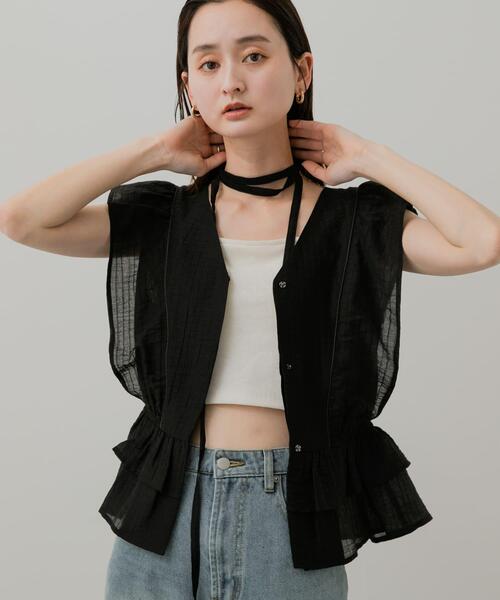 SENSE OF PLACE by URBAN RESEARCH(センスオブプレイスバイアーバンリサーチ)の「フリルフレンチブラウス(シャツ/ブラウス・レディース・ブルー/ブラック/オフホワイト・ONE)」の12枚目の写真