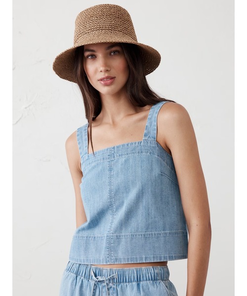 ブラウス シャツ BANANA REPUBLIC FACTORY STORE　　デニム トップステッチ タンク レディース セール】BANANA REPUBLIC FACTORY STORE デニム トップステッチ