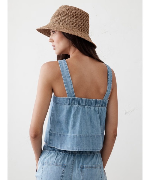 ブラウス シャツ BANANA REPUBLIC FACTORY STORE　　デニム トップステッチ タンク レディース セール】BANANA REPUBLIC FACTORY STORE デニム トップステッチ