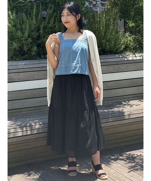 ブラウス シャツ BANANA REPUBLIC FACTORY STORE　　デニム トップステッチ タンク レディース BANANA REPUBLIC ブラウス シャツ FACTORY STORE デニム トップ