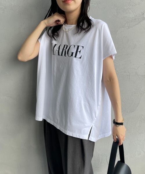 MICA&DEAL（マイカ＆ディール）の「[MICA&DEAL/マイカアンドディール] 別注 MARGE フレンチスリーブ ロゴプリントTシャツ（Tシャツ/カットソー・レディース・ベージュ/ホワイト/チャコールグレー・F）」の10枚目の写真