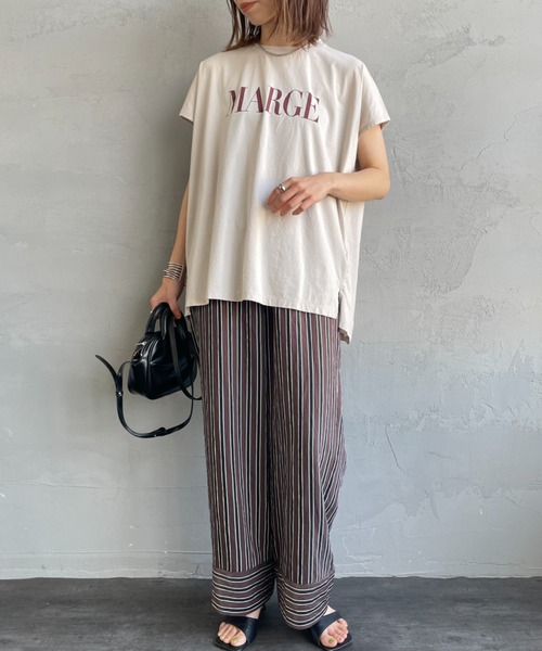 tシャツ 「MICA＆DEAL/マイカアンドディール」 別注 MARGE フレンチスリーブ ロゴプリントTシャツ レディース セール】[MICA&DEAL/マイカアンドディール] 別注 MARGE フレンチ