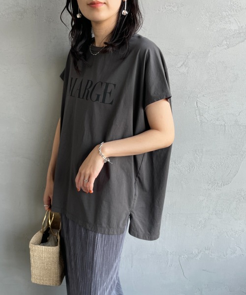 tシャツ 「MICA＆DEAL/マイカアンドディール」 別注 MARGE フレンチスリーブ ロゴプリントTシャツ レディース MICA&DEAL tシャツ 「MICA＆DEAL/マイカアンドディール」 別注