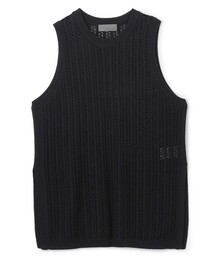 シースルーケーブルニット ノースリーブトップス