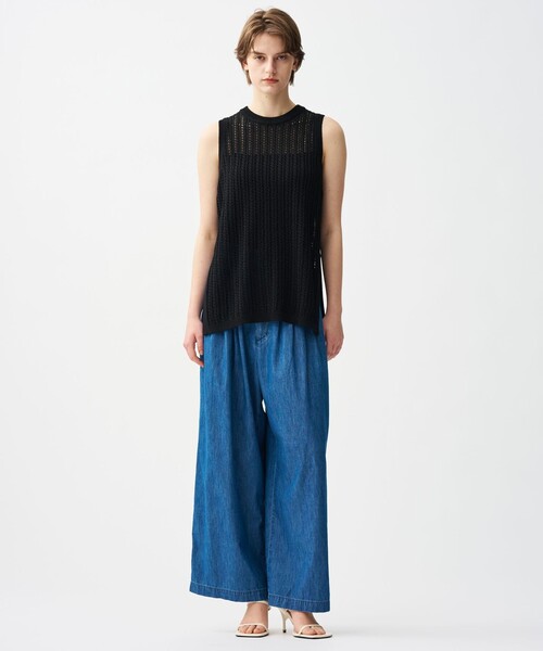 uncrave(アンクレイヴ)の「シースルーケーブルニット ノースリーブトップス(ニット/セーター・レディース・ブラック系/ダークグリーン系/ホワイト系/ブラウン系・F)」の9枚目の写真