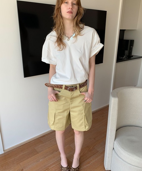 LONSLAN（ロンスラン）の「【LONSLAN】VネックオーバーTシャツ（Tシャツ/カットソー・レディース・ブラック/ホワイト/ネイビー・M）」の10枚目の写真