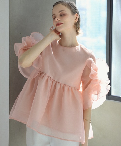 ベルト付ペプラムトップスPINK | miimi online store