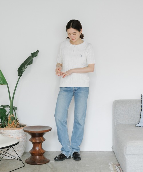 lu'u dan ニット　ポロ U.S. POLO ASSN./ユーエスポロアッスン ケーブルポロニット