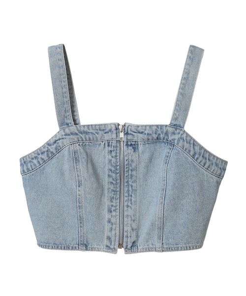 earth music&ecology(アースミュージックアンドエコロジー)の「フロントジップデニムビスチェ(ベスト・レディース・ライトインディゴブルー/ブラック・FREE)」の14枚目の写真