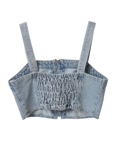 earth music&ecology(アースミュージックアンドエコロジー)の「フロントジップデニムビスチェ(ベスト・レディース・ライトインディゴブルー/ブラック・FREE)」の15枚目の写真