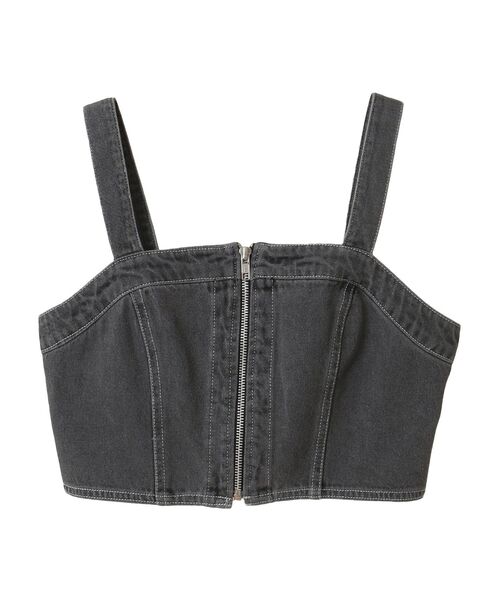 earth music&ecology(アースミュージックアンドエコロジー)の「フロントジップデニムビスチェ(ベスト・レディース・ライトインディゴブルー/ブラック・FREE)」の22枚目の写真