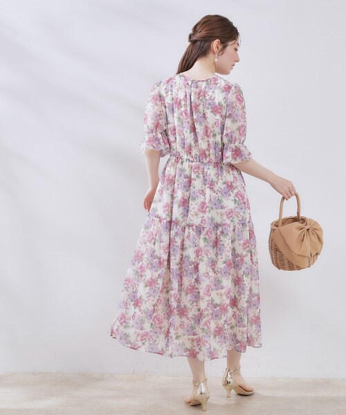 couture brooch（クチュールブローチ）の「【一枚で着映える・大人可愛い】かすれプリント楊柳ワンピース（ワンピース・レディース・ブルー系5/ピンク系その他・38/36/42）」の14枚目の写真