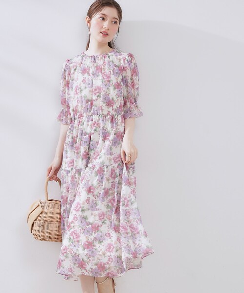 couture brooch（クチュールブローチ）の「【一枚で着映える・大人可愛い】かすれプリント楊柳ワンピース（ワンピース・レディース・ブルー系5/ピンク系その他・38/36/42）」の15枚目の写真