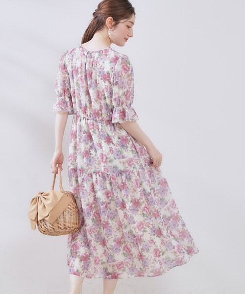 couture brooch（クチュールブローチ）の「【一枚で着映える・大人可愛い】かすれプリント楊柳ワンピース（ワンピース・レディース・ブルー系5/ピンク系その他・38/36/42）」の17枚目の写真