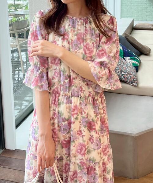 couture brooch（クチュールブローチ）の「【一枚で着映える・大人可愛い】かすれプリント楊柳ワンピース（ワンピース・レディース・ブルー系5/ピンク系その他・38/36/42）」の21枚目の写真