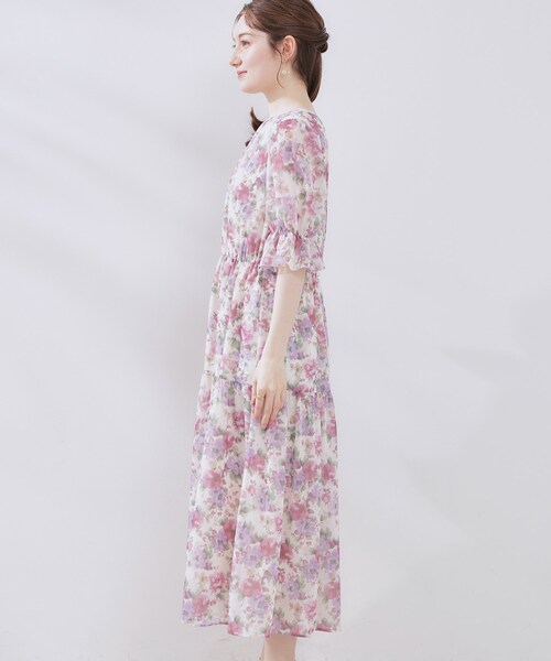 couture brooch（クチュールブローチ）の「【一枚で着映える・大人可愛い】かすれプリント楊柳ワンピース（ワンピース・レディース・ブルー系5/ピンク系その他・38/36/42）」の5枚目の写真