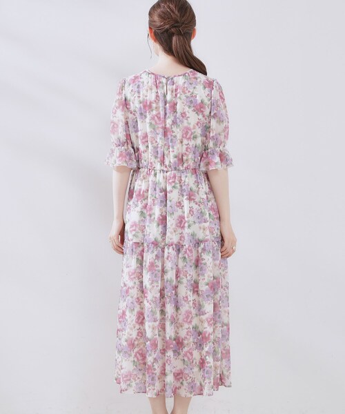 couture brooch（クチュールブローチ）の「【一枚で着映える・大人可愛い】かすれプリント楊柳ワンピース（ワンピース・レディース・ブルー系5/ピンク系その他・38/36/42）」の6枚目の写真