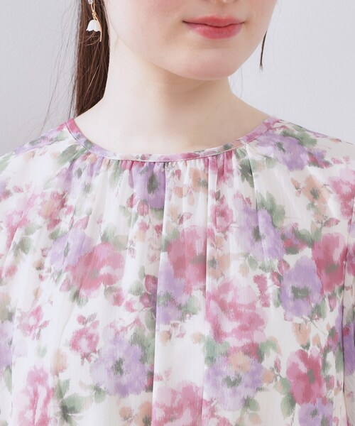 couture brooch（クチュールブローチ）の「【一枚で着映える・大人可愛い】かすれプリント楊柳ワンピース（ワンピース・レディース・ブルー系5/ピンク系その他・38/36/42）」の7枚目の写真