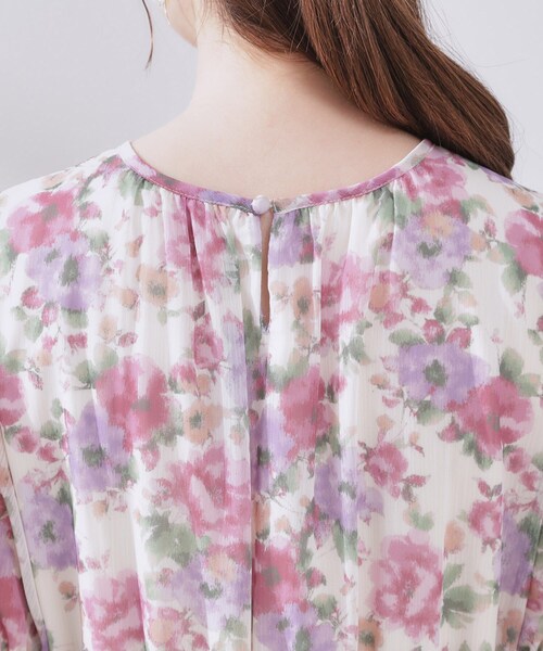 couture brooch（クチュールブローチ）の「【一枚で着映える・大人可愛い】かすれプリント楊柳ワンピース（ワンピース・レディース・ブルー系5/ピンク系その他・38/36/42）」の8枚目の写真