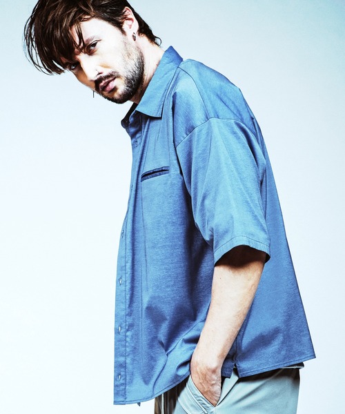 NO ID.(ノーアイディ)の「【NO ID.】Chambray Big Shirt / シャンブレー ビッグ シャツ(シャツ/ブラウス・メンズ・グレー/ブルー/ブラック・ONE SIZE)」の1枚目の写真