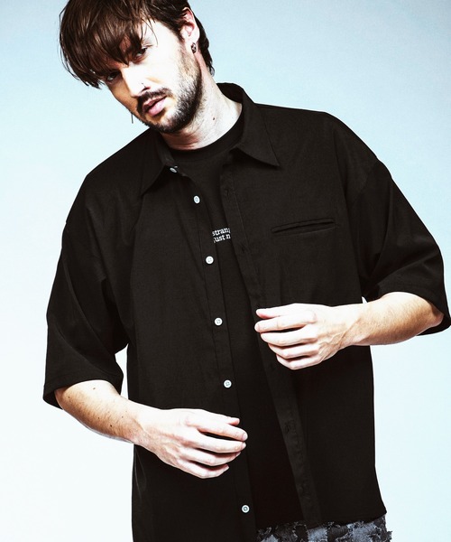 NO ID.(ノーアイディ)の「【NO ID.】Chambray Big Shirt / シャンブレー ビッグ シャツ(シャツ/ブラウス・メンズ・グレー/ブルー/ブラック・ONE SIZE)」の2枚目の写真