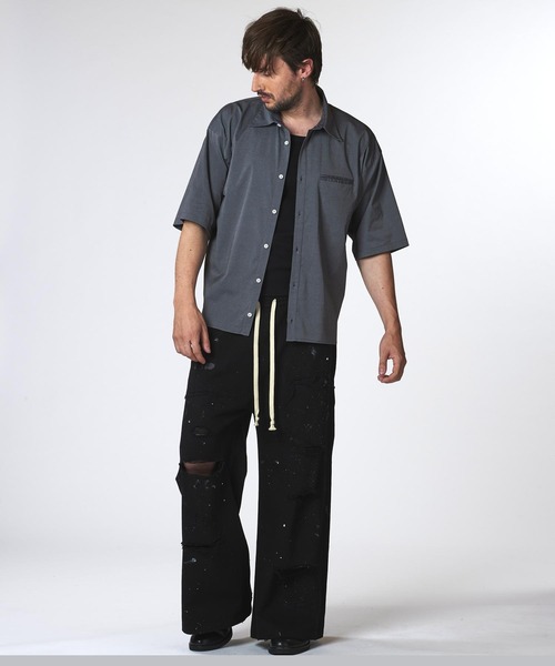 NO ID.(ノーアイディ)の「【NO ID.】Chambray Big Shirt / シャンブレー ビッグ シャツ(シャツ/ブラウス・メンズ・グレー/ブルー/ブラック・ONE SIZE)」の15枚目の写真