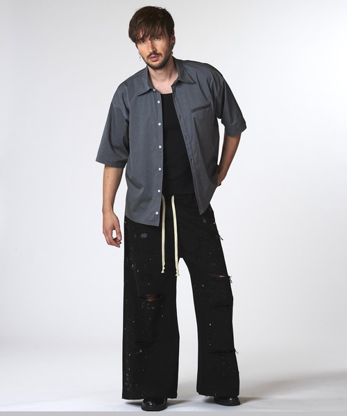 NO ID.(ノーアイディ)の「【NO ID.】Chambray Big Shirt / シャンブレー ビッグ シャツ(シャツ/ブラウス・メンズ・グレー/ブルー/ブラック・ONE SIZE)」の16枚目の写真