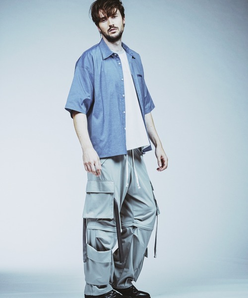 NO ID.(ノーアイディ)の「【NO ID.】Chambray Big Shirt / シャンブレー ビッグ シャツ(シャツ/ブラウス・メンズ・グレー/ブルー/ブラック・ONE SIZE)」の5枚目の写真
