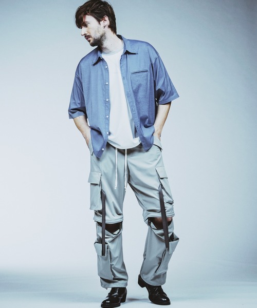 NO ID.(ノーアイディ)の「【NO ID.】Chambray Big Shirt / シャンブレー ビッグ シャツ(シャツ/ブラウス・メンズ・グレー/ブルー/ブラック・ONE SIZE)」の6枚目の写真