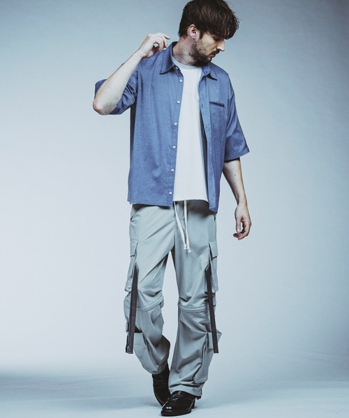 NO ID.(ノーアイディ)の「【NO ID.】Chambray Big Shirt / シャンブレー ビッグ シャツ(シャツ/ブラウス・メンズ・グレー/ブルー/ブラック・ONE SIZE)」の8枚目の写真