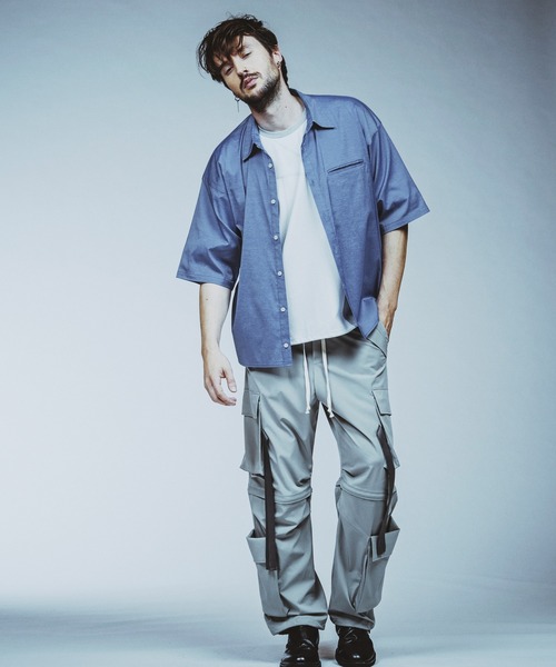 NO ID.(ノーアイディ)の「【NO ID.】Chambray Big Shirt / シャンブレー ビッグ シャツ(シャツ/ブラウス・メンズ・グレー/ブルー/ブラック・ONE SIZE)」の9枚目の写真