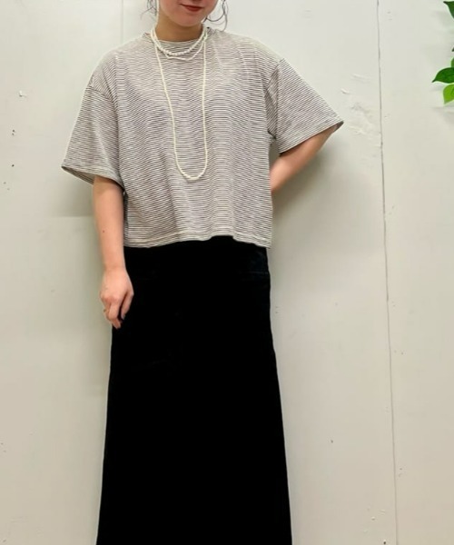 Right-on(ライトオン)の「HONEYSUCKLE ROSE(ハニーサックルローズ)【レディース】シアースラブボーダーTシャツ(Tシャツ/カットソー・レディース・ホワイト/ケリーグリーン/ブラック・L/M)」の2枚目の写真