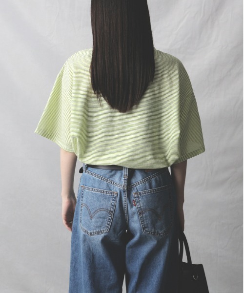 Right-on(ライトオン)の「HONEYSUCKLE ROSE(ハニーサックルローズ)【レディース】シアースラブボーダーTシャツ(Tシャツ/カットソー・レディース・ホワイト/ケリーグリーン/ブラック・L/M)」の7枚目の写真